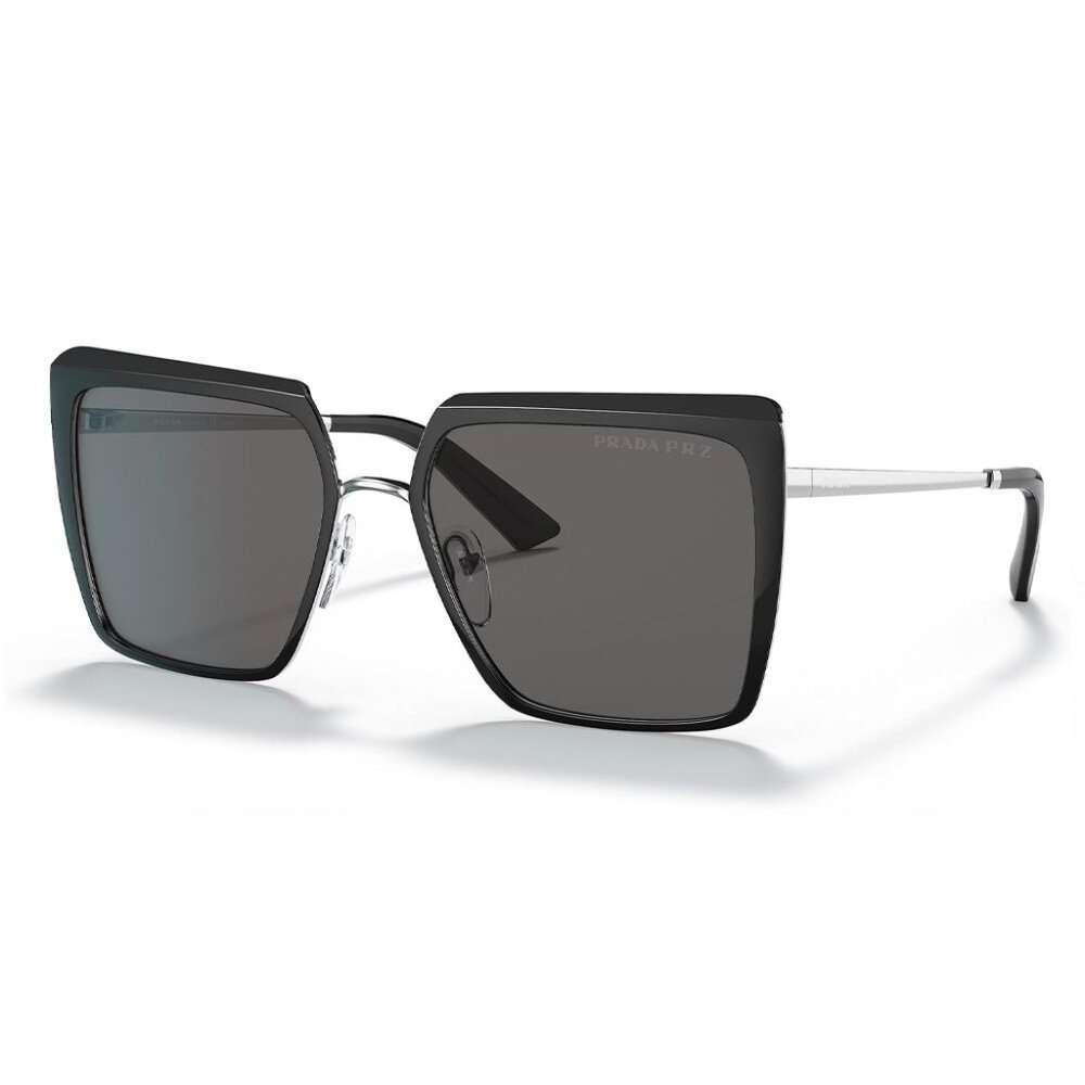 NWT PRADA women’s black and silver 0PR 58WS polarized sunglasses